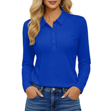 Load image into Gallery viewer, Long Sleeve Golf Tees 5-Button Collared Cotton Shirt, 2XL, 6L-195T008