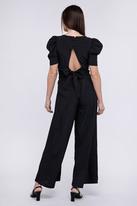 Nuvi Apparel V Neck Puff Sleevw Jumpsuit