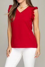 Load image into Gallery viewer, Nuvi Apparel V neck ruffle sleeve Tee shirt