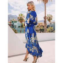 Load image into Gallery viewer, Floral Boho 3/4 Sleeve Wrap V Neck Flowy Loose Dress, Size XL, 15H-1311D004