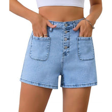 Load image into Gallery viewer, High Waisted Button Cute Summer Denim Shorts, XS, 1R-135B002