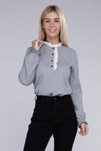 Load image into Gallery viewer, Nuvi Apparel Lace Ruffle Trim Neck Knit Blouse