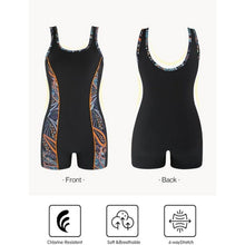 Load image into Gallery viewer, Paisley Floral Athletic Boyshorts One Piece Bathing Suit, Small, 12M-194Swim001