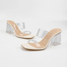 Load image into Gallery viewer, Clear Heeled Sandals Transparent Two Strap Square Toe, SIZE 10, SL2-170S002