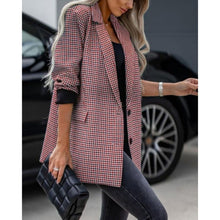 Load image into Gallery viewer, Notch Lapel Button Plaid Work Office Jacket Wool Pea Coat, XL, 19CC-200T001
