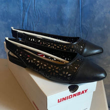 Load image into Gallery viewer, UNIONBAY Women's Black Cut-Out Slingback Flats, sz 6.5m, SL2-129S012