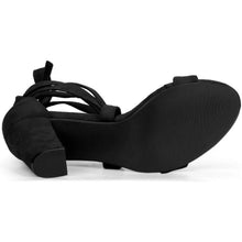 Load image into Gallery viewer, Allegra K Women's Lace Up Block Heels Black Sandals, 9.5, 21A-189S004