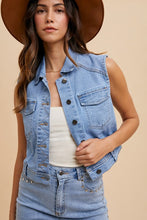 Load image into Gallery viewer, Annie Wear Collared Neck Button Down Denim Vest