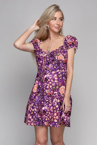 Nuvi Apparel Floral Print Puff Sleeve Dress