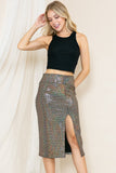 Orange Farm Clothing High Waist Sequin Skirt