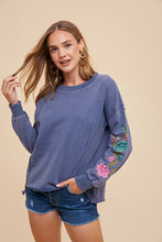 Load image into Gallery viewer, Annie Wear Embroidered Long Sleeve French Terry Top