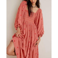 Load image into Gallery viewer, Long Sleeve Square Neck Embroidered Maxi Dress, SMALL, 15D161D006