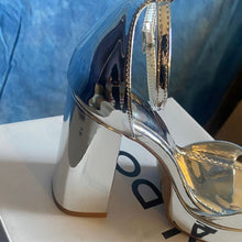 Load image into Gallery viewer, Aldo Silver High Block Heel, sz 6.5, SL1-137s004
