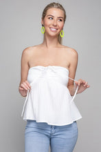 Load image into Gallery viewer, Nuvi Apparel Frill Trim Drawstring Front Tube Top