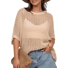 Load image into Gallery viewer, Crochet Short Sleeve Mesh Knit Sweater, SIZE XS, 20D-170T012