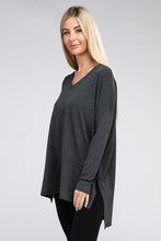 Load image into Gallery viewer, ZENANA Dolman Long Sleeve V-Neck Side Slit Hi-Low Hem Top