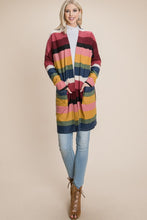 Load image into Gallery viewer, BOMBOM Color Block Striped Open Front Cardigan