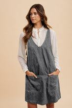 Load image into Gallery viewer, Annie Wear V-Neck Adjustable Strap Denim Overall Dress with Pockets