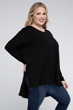 Load image into Gallery viewer, ZENANA Plus Dolman Sleeve V-Neck Side Slit Hi-Low Hem Top