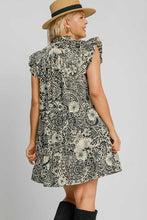 Load image into Gallery viewer, Printed Ruffle Cap Sleeve Babydoll Dress Back