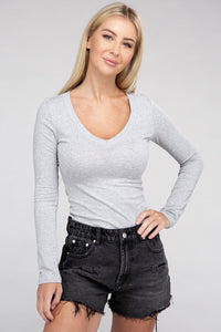 Ambiance Apparel Essential V-Neck Long Sleeve T-Shirt