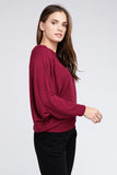 ZENANA Ribbed Batwing Long Sleeve Boat Neck Sweater