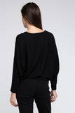 ZENANA Ribbed Batwing Long Sleeve Boat Neck Sweater