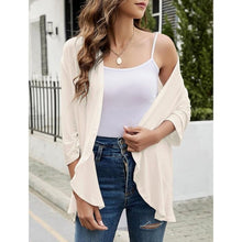 Load image into Gallery viewer, Shrug 3/4 Sleeve Lightweight Open Front Cream Cardigan, Medium, 22F-196T012