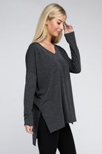 Load image into Gallery viewer, ZENANA Dolman Long Sleeve V-Neck Side Slit Hi-Low Hem Top