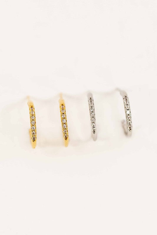 Lovoda Thin Stone Hoop Earrings