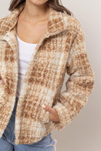Load image into Gallery viewer, HYFVE Plaid Collared Neck Boucle Jacket with Pockets