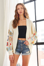 Load image into Gallery viewer, ADORA Plus Size Contrast Crochet Open Front Long Sleeve Cardigan