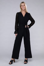 Load image into Gallery viewer, Nuvi Apparel Sheer sleeve and Wide leg Jumpsuit