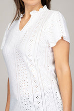 Load image into Gallery viewer, Nuvi Apparel Embroidered eyelet blouse with ruffle