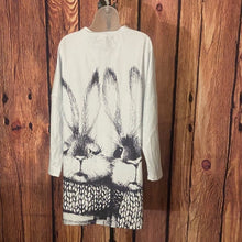Load image into Gallery viewer, White Long Sleeve Rabbit Print Dress, Small, 3C-1312D001