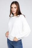 ZENANA Ribbed Batwing Long Sleeve Boat Neck Sweater