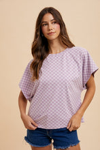 Load image into Gallery viewer, Annie Wear Checkered Round Neck Short Sleeve T-Shirt