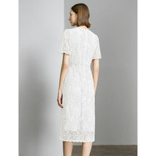 Load image into Gallery viewer, Lace Floral V-Neck Dress Puff Sleeves and Back Zipper, SIZE XL, 18H-1313D002
