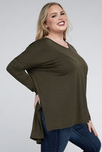 Load image into Gallery viewer, ZENANA Plus Dolman Sleeve V-Neck Side Slit Hi-Low Hem Top