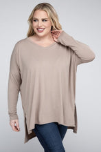 Load image into Gallery viewer, ZENANA Plus Dolman Sleeve V-Neck Side Slit Hi-Low Hem Top