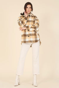 Lilou Plaid sherpa jacket with pockets