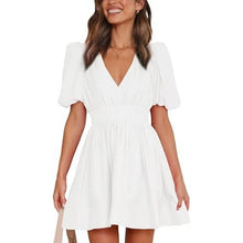 Load image into Gallery viewer, Puff Sleeve V Neck A Line Elastic High Waist Flowy Dress, MEDIUM, 9D-137D003
