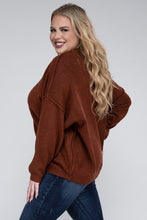 Load image into Gallery viewer, ZENANA Plus Oversized Round Neck Raw Seam Melange Sweater