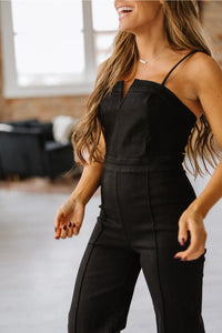 Black Denim Glam Jumpsuit