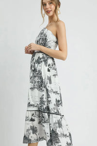 Printed Tiered Tube Midi Dress Side