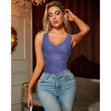 Load image into Gallery viewer, V Neck Sleeveless Bodysuit Tank Top, MEDIUM, 1J-146T002