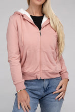 Load image into Gallery viewer, Ambiance Apparel Fuzzy Trim Zip-Up Crop Hoodie