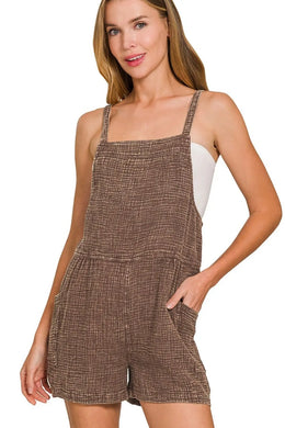 Washed Double Gauze Tie Back Rompers