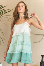 Load image into Gallery viewer, ADORA Swiss Dot Ruffled Tiered Mini Dress