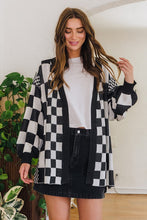 Load image into Gallery viewer, Annie Wear Checkered Open Front Drop Shoulder Cardigan